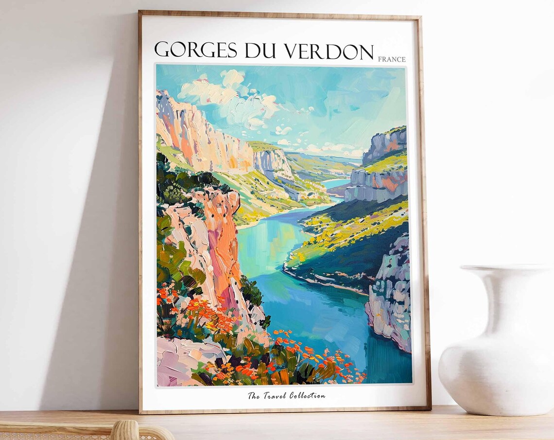 Gorges du Verdon France Canyon River Cliffs Landscape Travel Poster