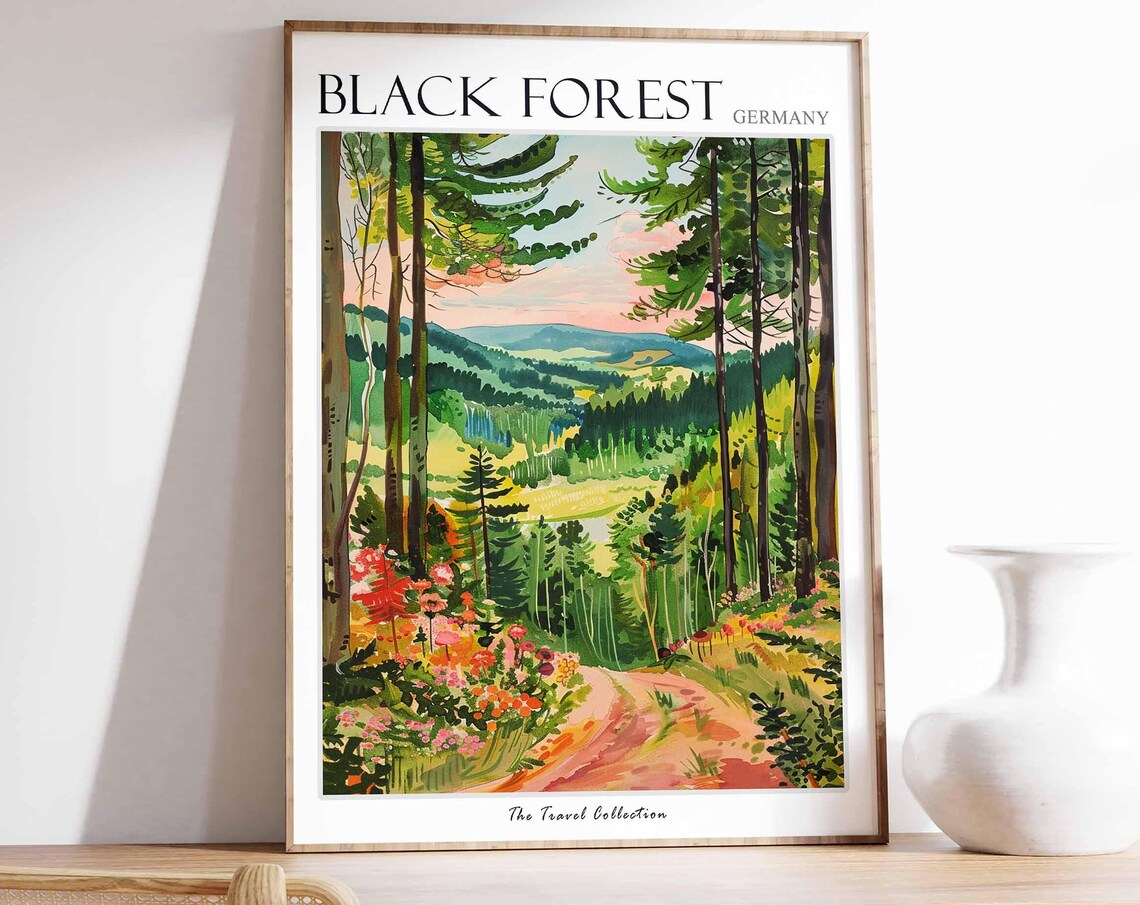 Black Forest Germany Travel Poster, Mountain Landscape