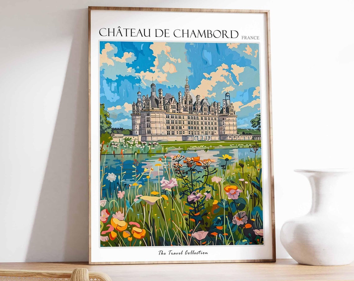 Chteau De Chambord Poster France Travel Print French Decor Europe Travel Poster European Wall Art Chteau De Chambord Travel Poster