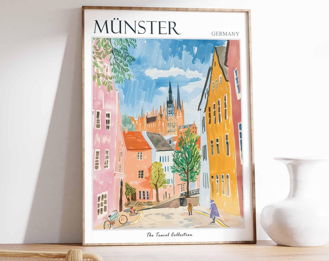 Mnster Poster Germany Travel Print German Decor Europe Travel Poster European Wall Art City Print Mnster Gift Mnster Travel Poster
