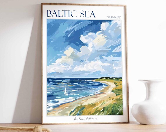Baltic Sea Germany Sandy Beach Sailboat Dunes Big Sky Poster