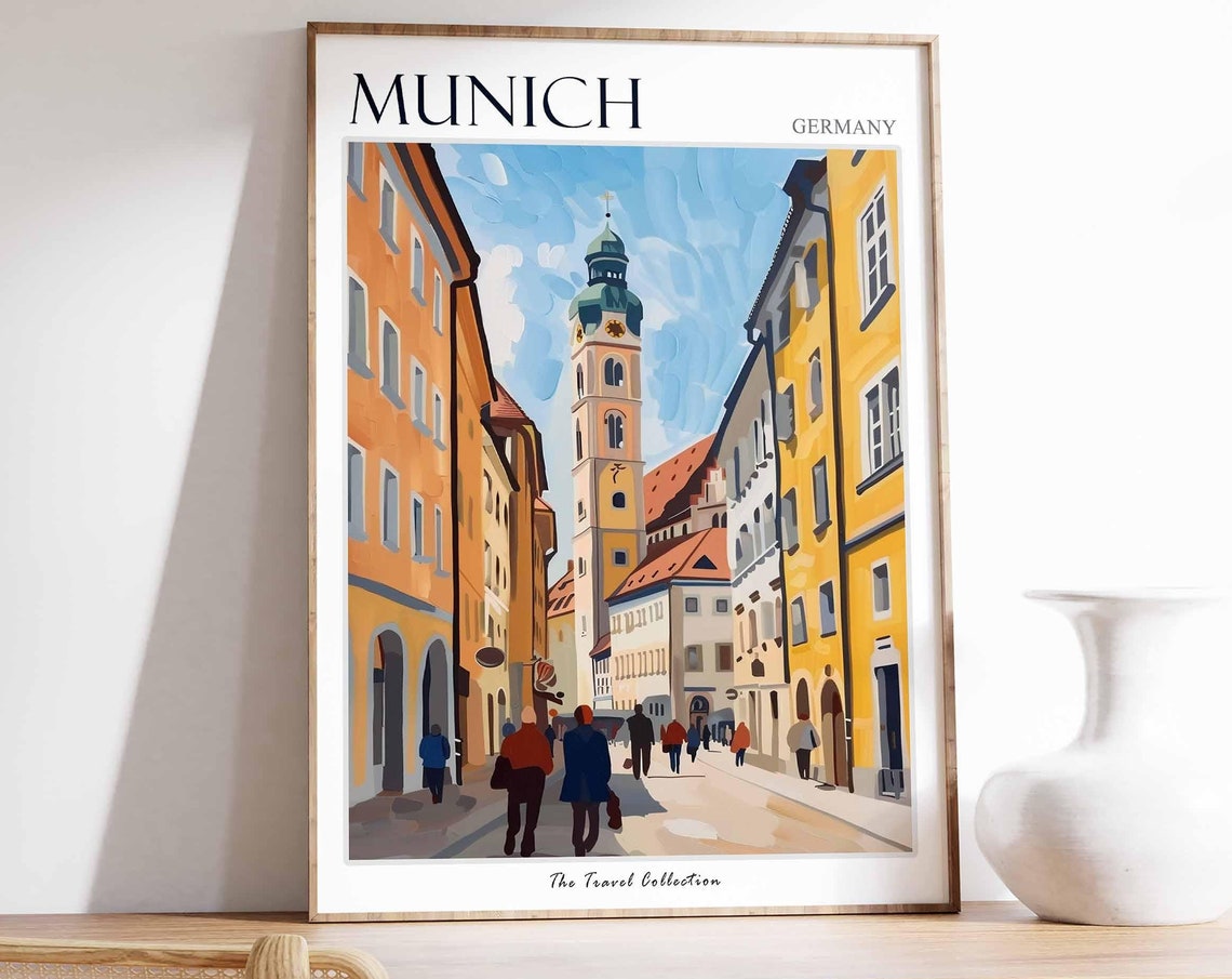 Munich Poster Germany Travel Print German Decor Europe Travel Poster European Wall Art City Print Munich Gift Munich Travel Poster