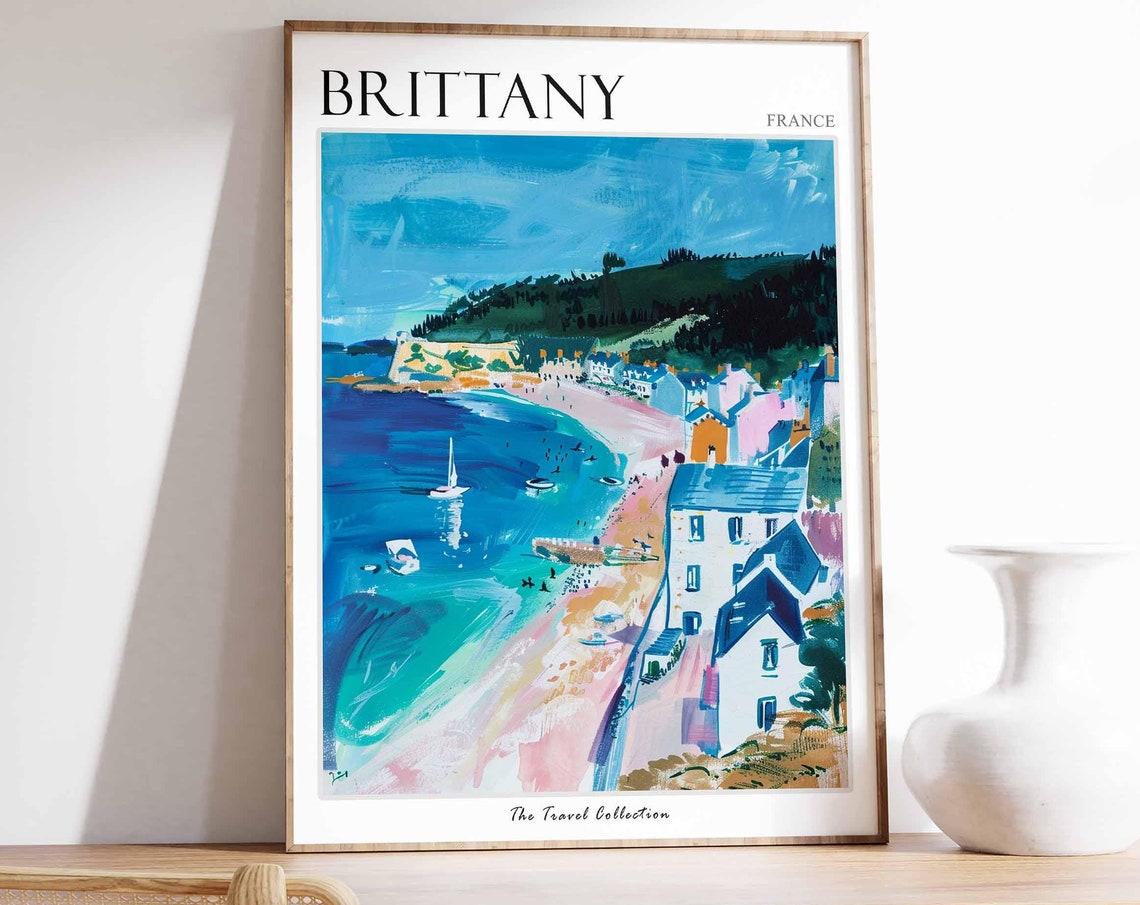 Brittany Poster France Travel Print French Decor Europe Travel Poster European Wall Art Brittany Gift Brittany Travel Poster