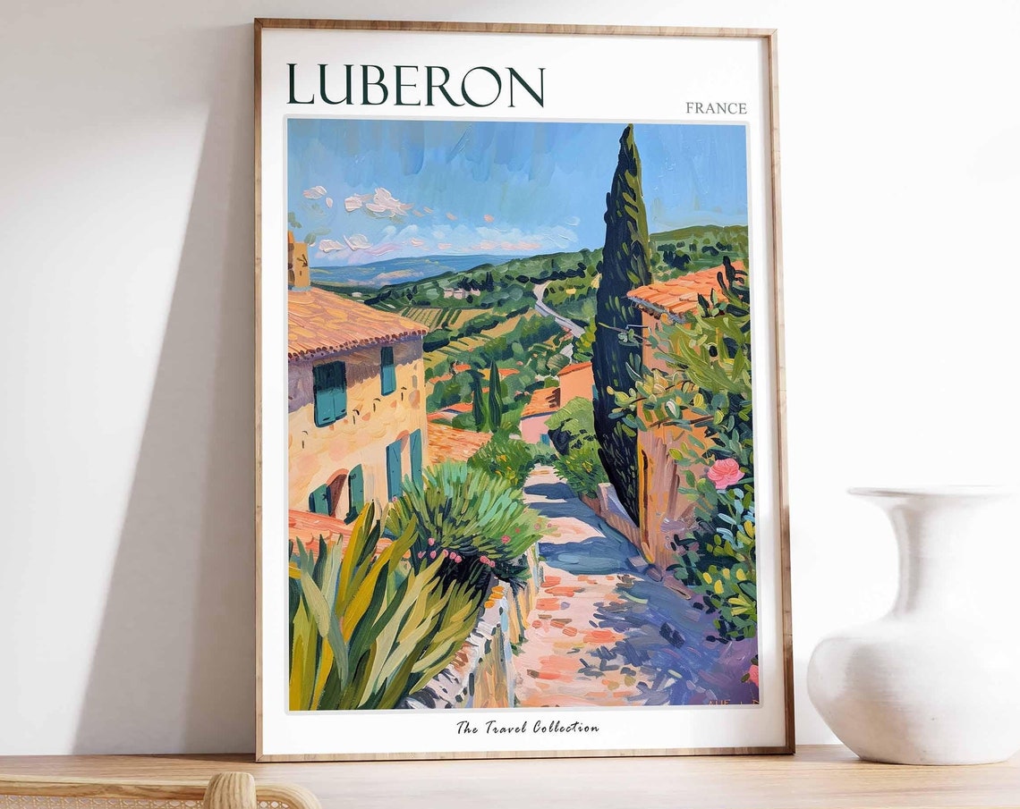 Luberon Poster France Travel Print French Decor Europe Travel Poster European Wall Art Luberon Gift Luberon Travel Poster
