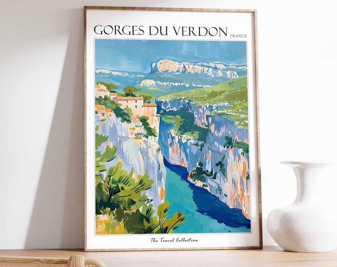 Gorges Du Verdon Poster France Travel Print French Decor Europe Travel Poster European Wall Art Gorges Du Verdon Travel Poster