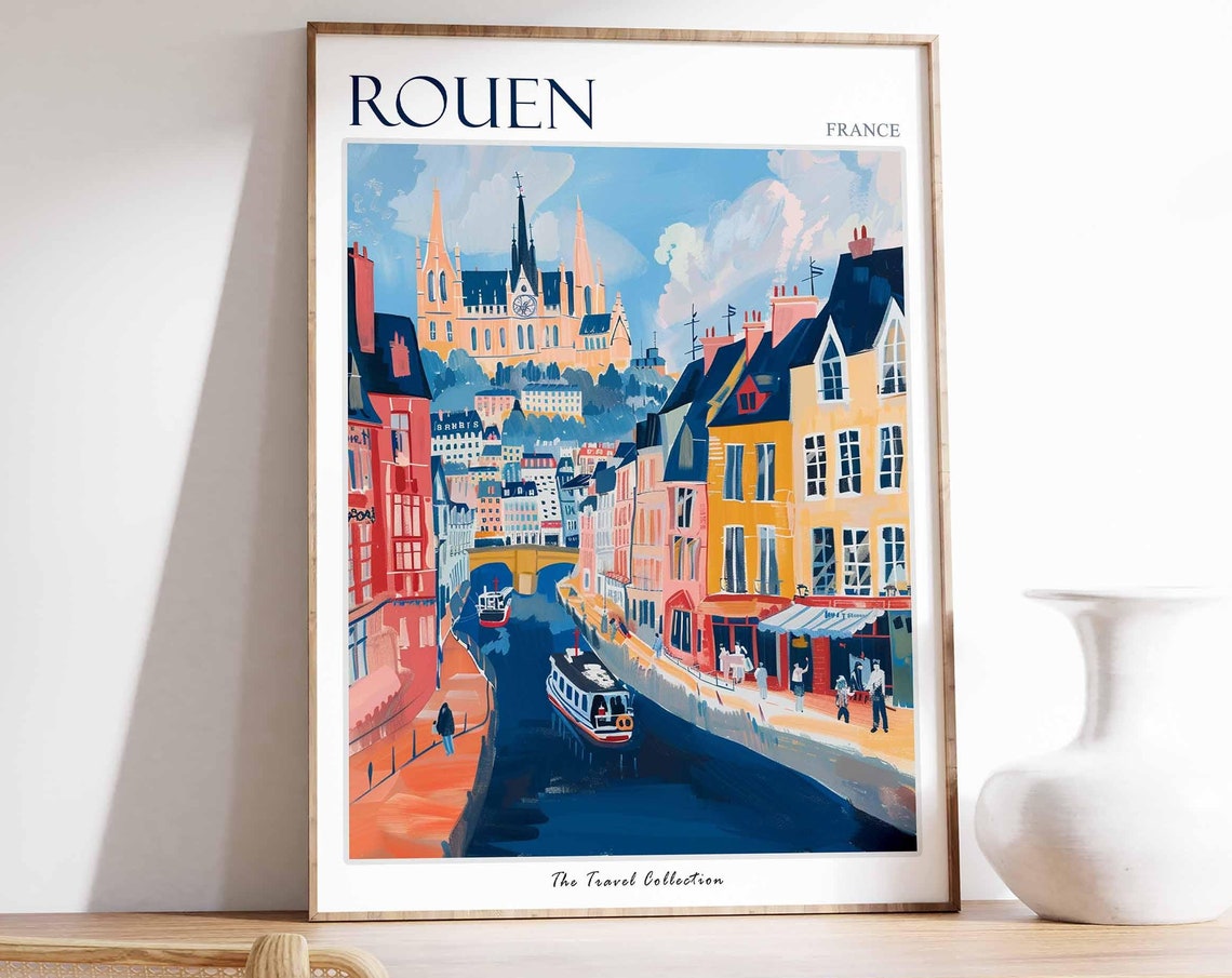 Rouen Poster France Travel Print French Decor Europe Travel Poster European Wall Art City Print Rouen Gift Rouen Travel Poster
