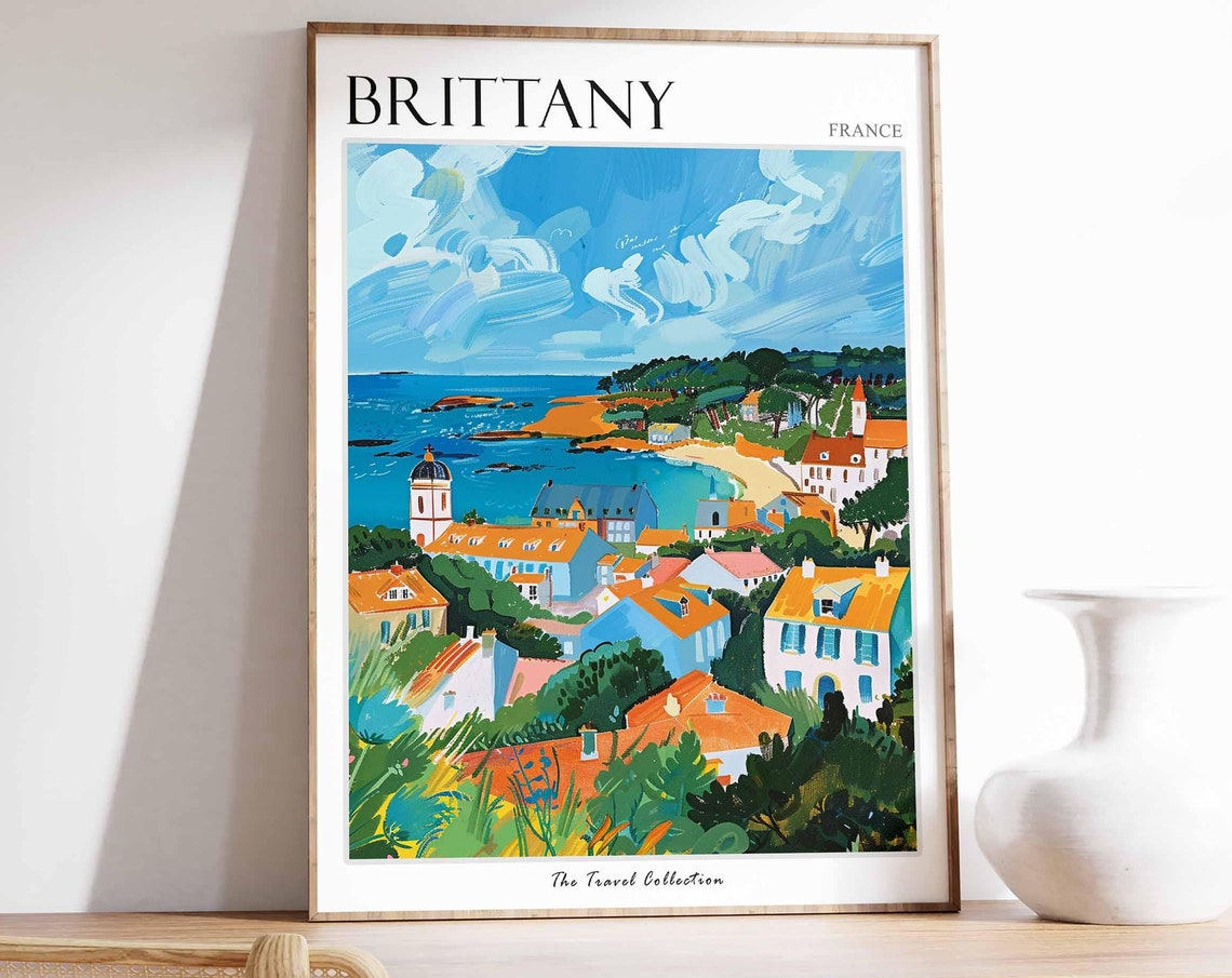 Brittany Poster France Travel Print French Decor Europe Travel Poster European Wall Art Brittany Gift Brittany Travel Poster