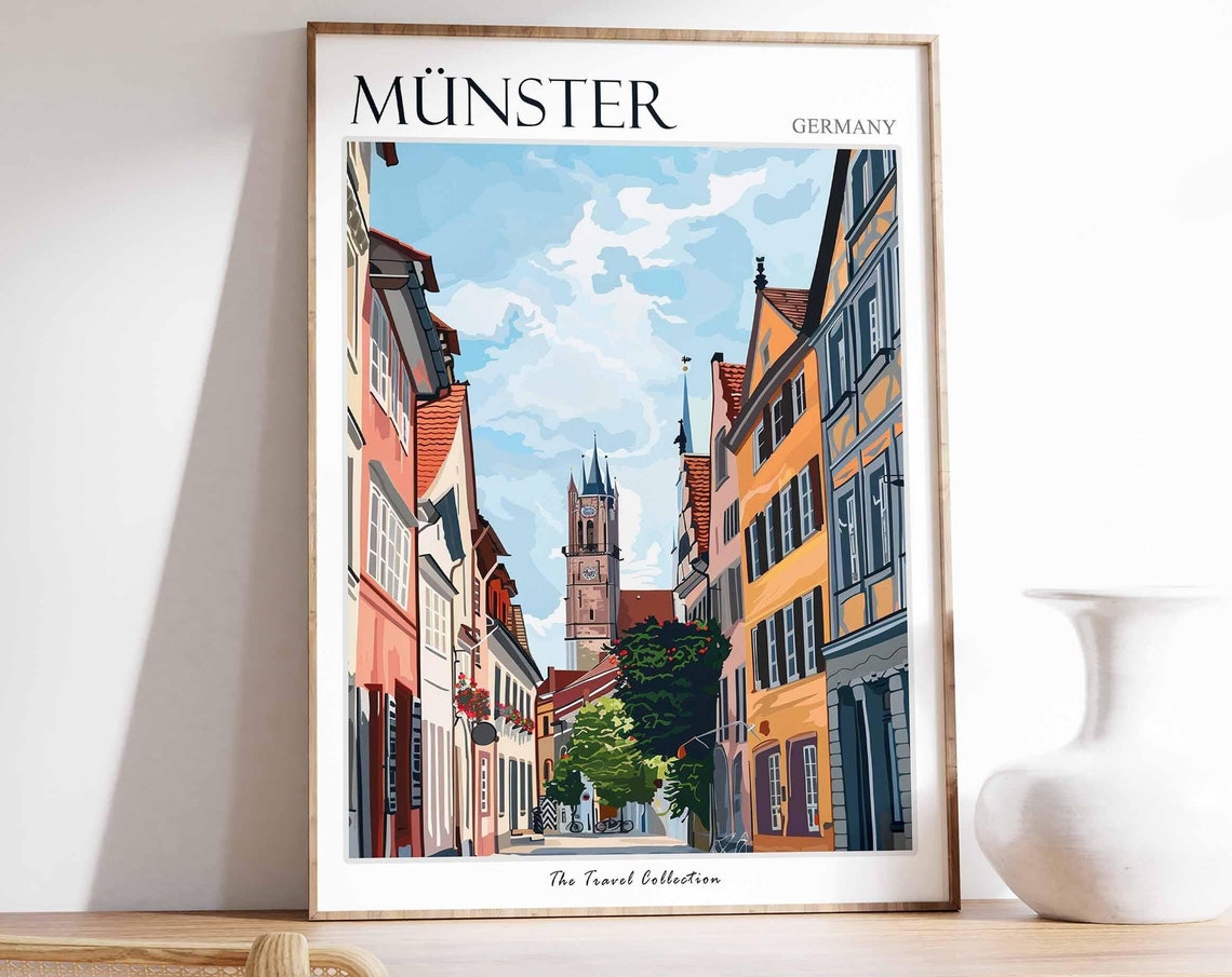 Mnster Poster Germany Travel Print German Decor Europe Travel Poster European Wall Art City Print Mnster Gift Mnster Travel Poster