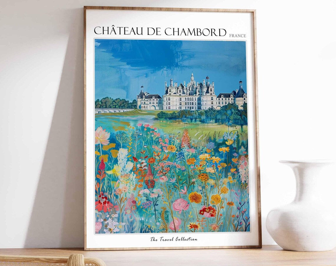 Chateau De Chambord France Wildflower Meadow View Travel Poster