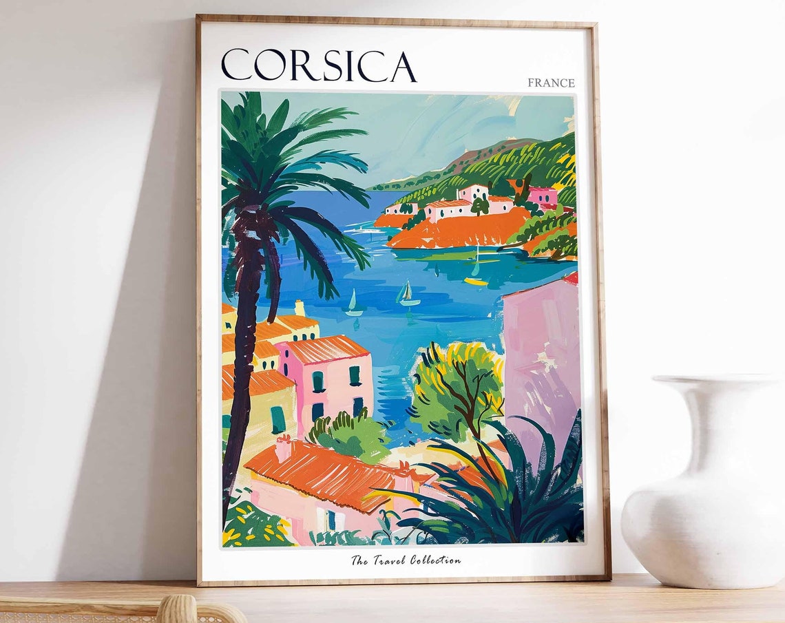 Corsica Poster France Travel Print French Decor Europe Travel Poster European Wall Art Sea Print Corsica Gift Corsica Travel Poster