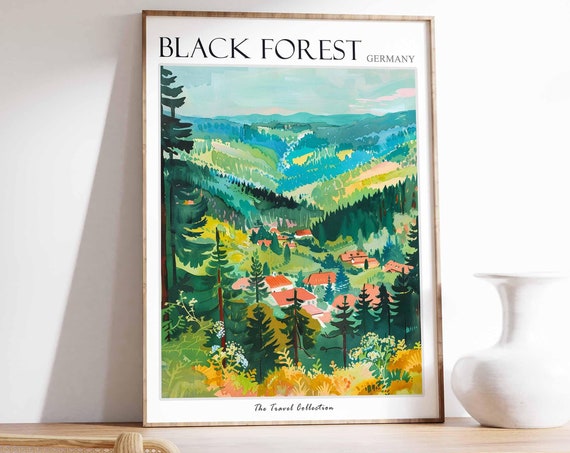 Black Forest Poster Germany Travel Print German Decor Europe Travel Poster European Wall Art Mountain Print Black Forest Travel Poster