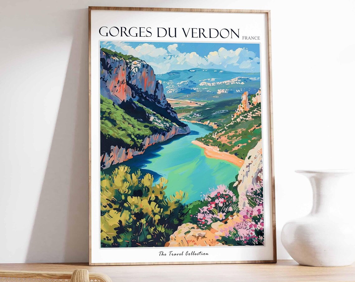 Gorges du Verdon France Turquoise River Bend Valley Travel Poster