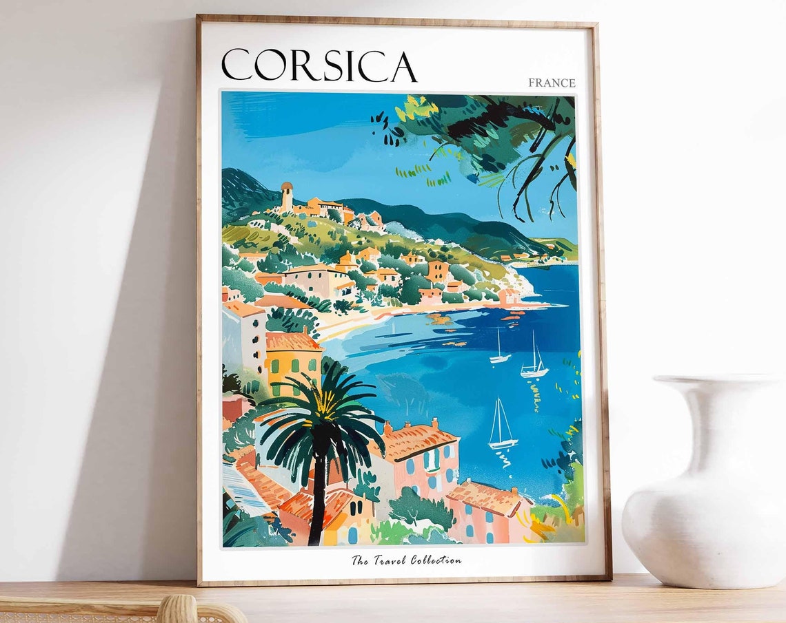 Corsica Poster France Travel Print French Decor Europe Travel Poster European Wall Art Sea Print Corsica Gift Corsica Travel Poster