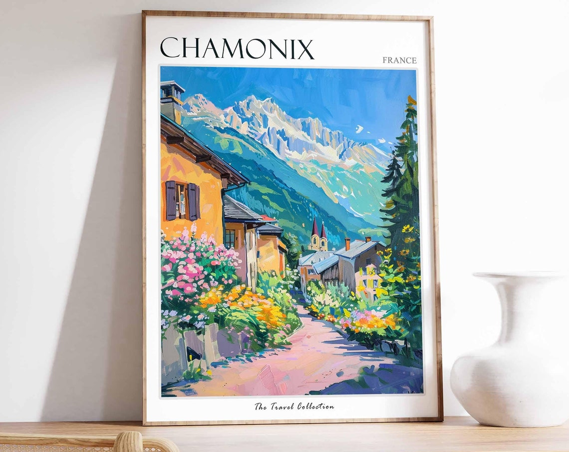 Chamonix Poster France Travel Print French Decor Europe Travel Poster European Wall Art Ski Print Chamonix Travel Poster