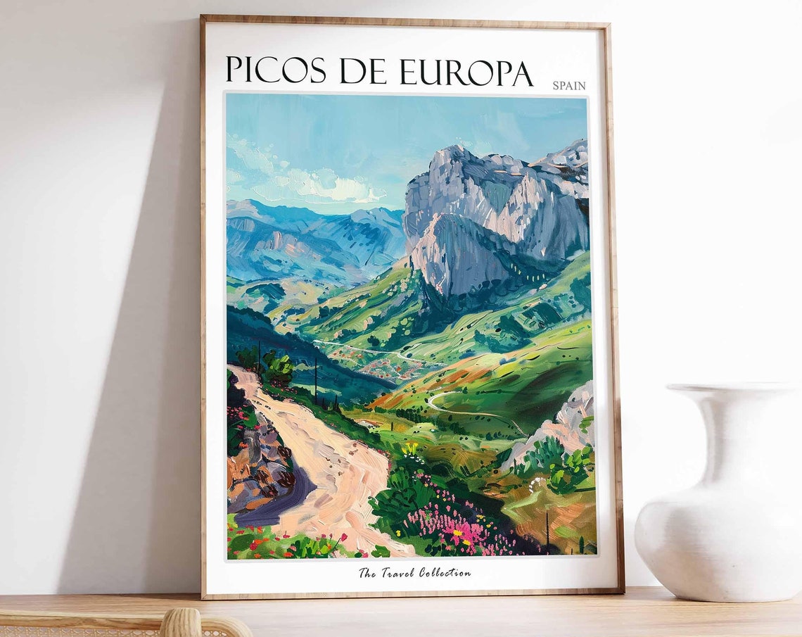 Picos De Europa Poster Spain Travel Print Spanish Decor Europe Travel Poster European Wall Art Picos De Europa Travel Poster