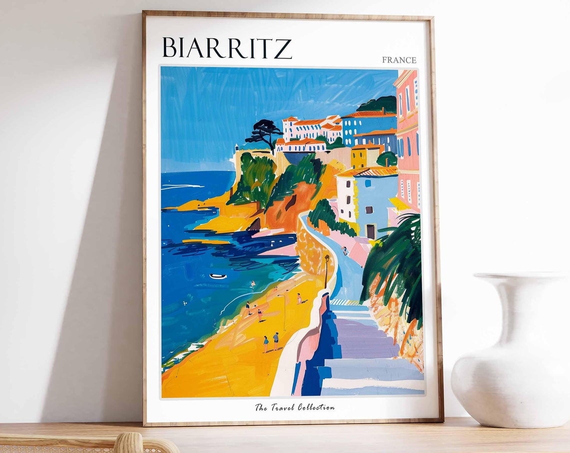Biarritz Poster France Travel Print French Decor Europe Travel Poster European Wall Art Biarritz Gift Biarritz Travel Poster