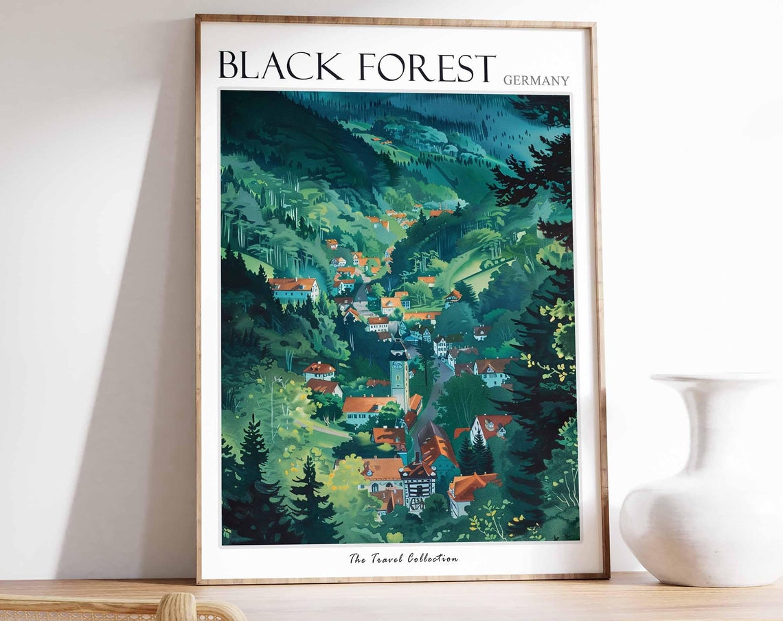 Black Forest Germany Deep Green Valley Village Aerial View Poster