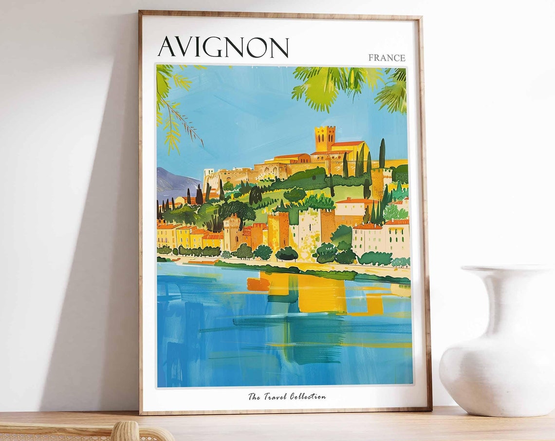 Avignon Poster France Travel Print French Decor Europe Travel Poster European Wall Art Avignon Gift Avignon Travel Poster