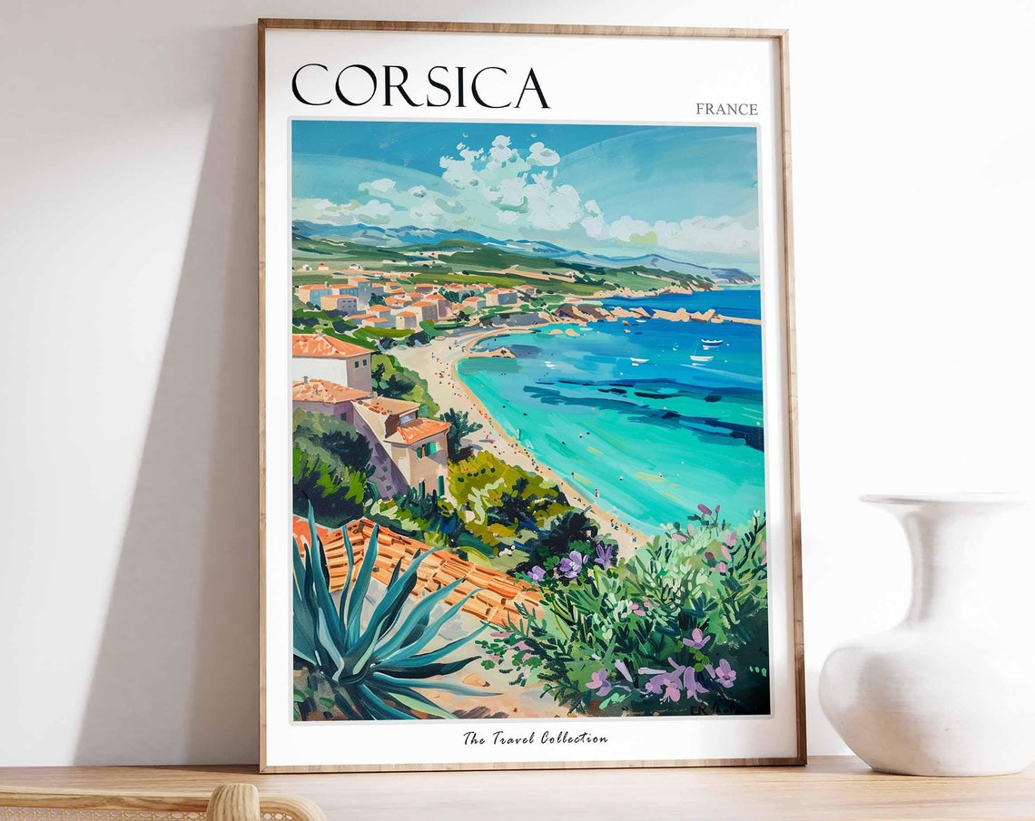Corsica Poster France Travel Print French Decor Europe Travel Poster European Wall Art Sea Print Corsica Gift Corsica Travel Poster