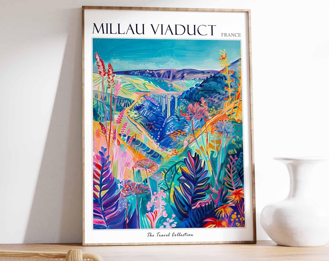 Viaduc De Millau Poster France Travel Print French Decor Europe Travel Poster European Wall Art Viaduc De Millau Travel Poster