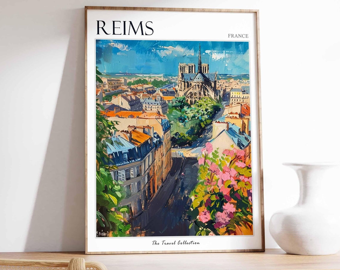 Reims Poster France Travel Print French Decor Europe Travel Poster European Wall Art City Print Reims Gift Reims Travel Poster