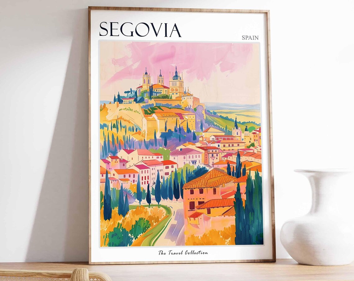 Segovia Cathedral Over Golden Old Town Cypress Spain Travel Poster