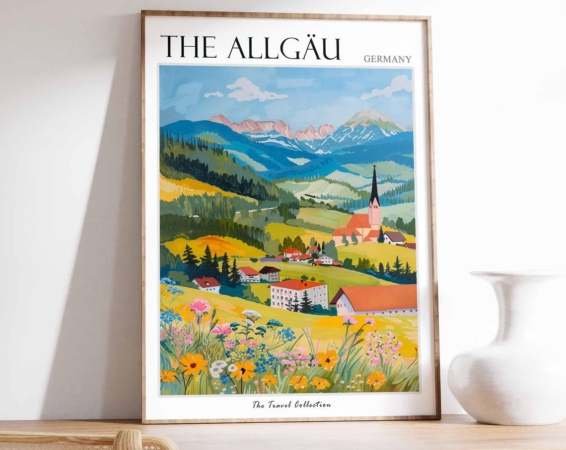 The Allgu Poster Germany Travel Print German Decor Europe Travel Poster European Wall Art The Allgu Gift The Allgu Travel Poster
