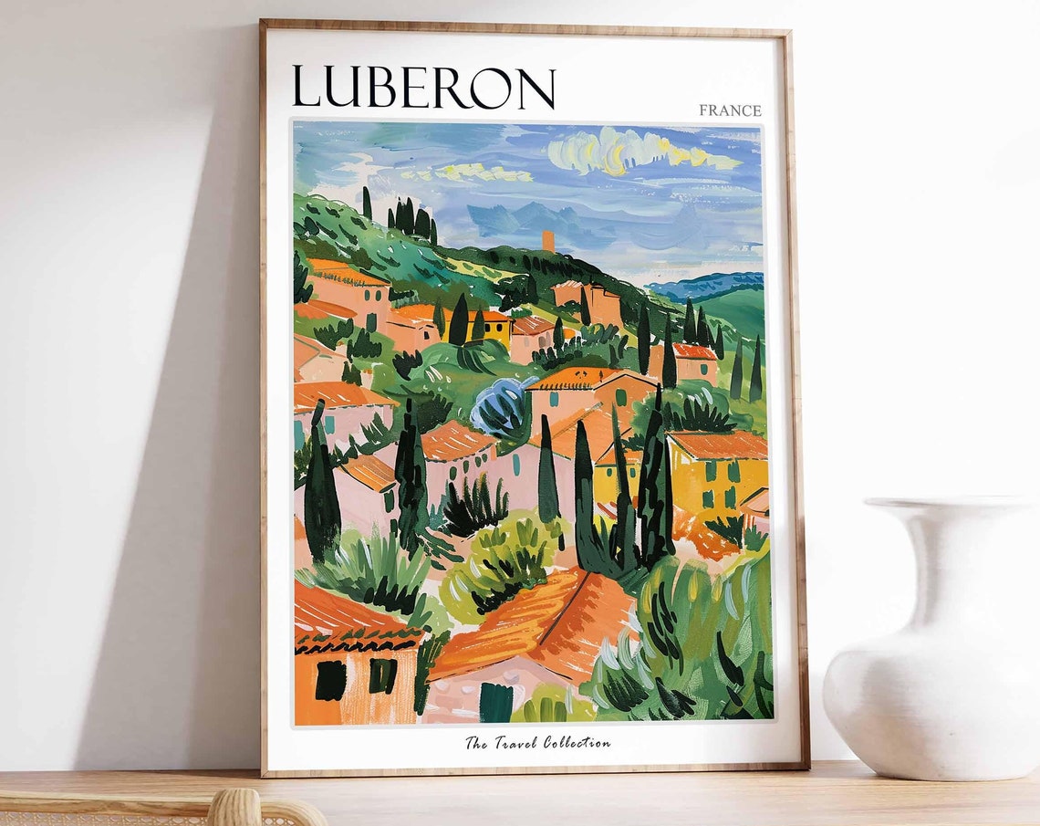 Luberon Poster France Travel Print French Decor Europe Travel Poster European Wall Art Luberon Gift Luberon Travel Poster