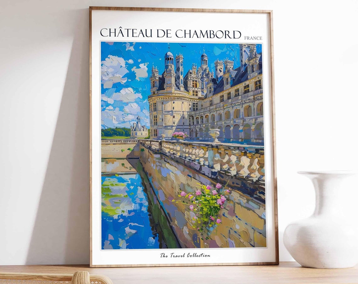 Chteau De Chambord Poster France Travel Print French Decor Europe Travel Poster European Wall Art Chteau De Chambord Travel Poster