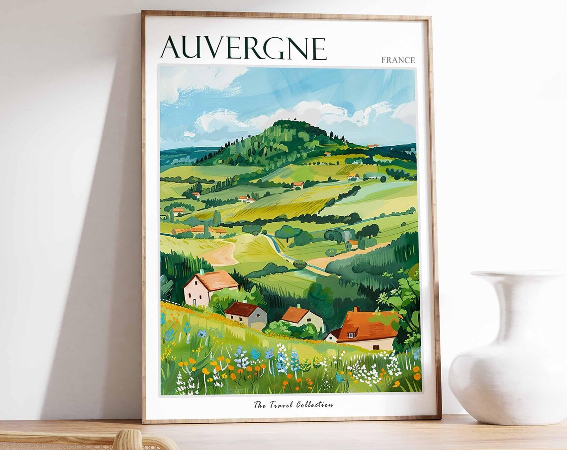 Auvergne France Green Volcanic Hills Wildflower Farms Poster