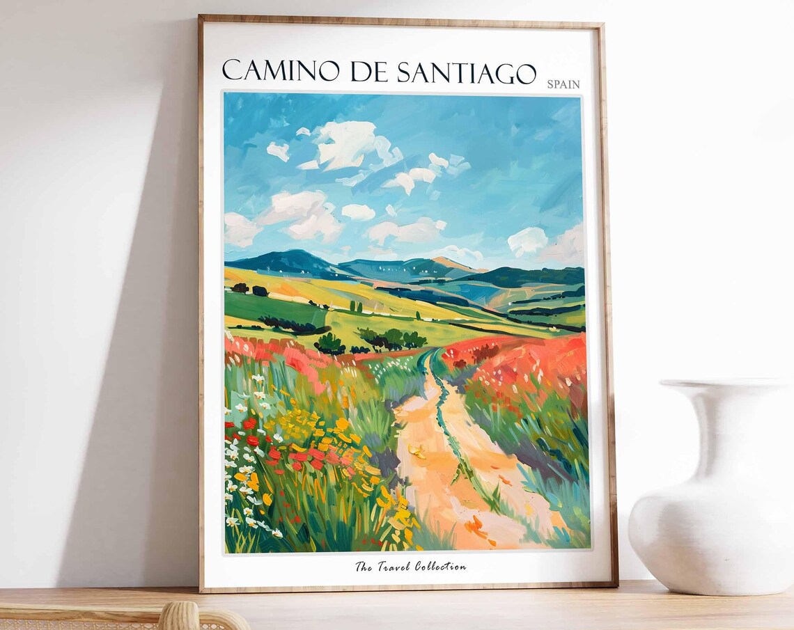 Camino de Santiago Spain Wildflower Trail Pilgrimage Art Poster