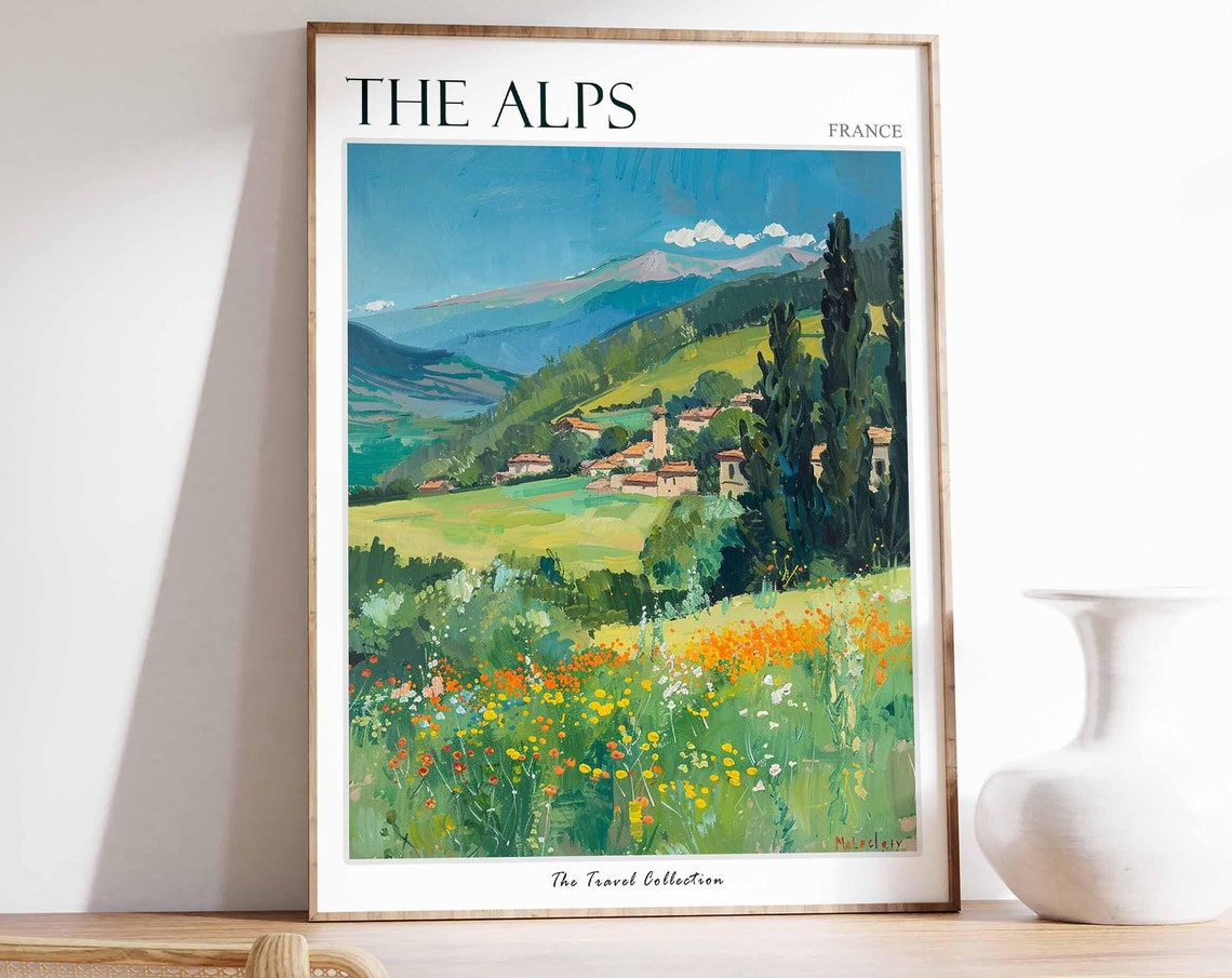 The Alps Poster France Travel Print French Decor Europe Travel Poster European Wall Art Mountain Print The Alps Travel Poster