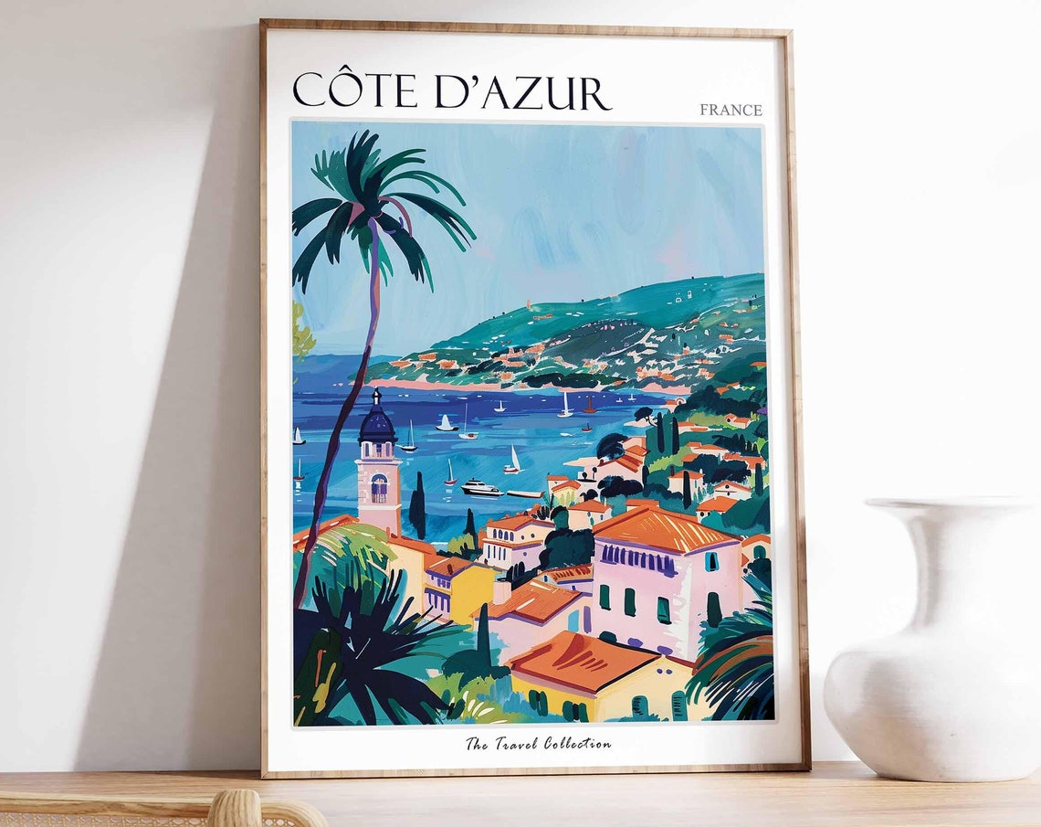 Cte Dazur Poster France Travel Print French Decor Europe Travel Poster European Wall Art Cte Dazur Gift Cte Dazur Travel Poster