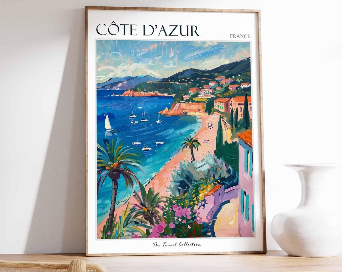 Côte d'Azur France Riviera Sailboat Bay Coastal Travel Poster