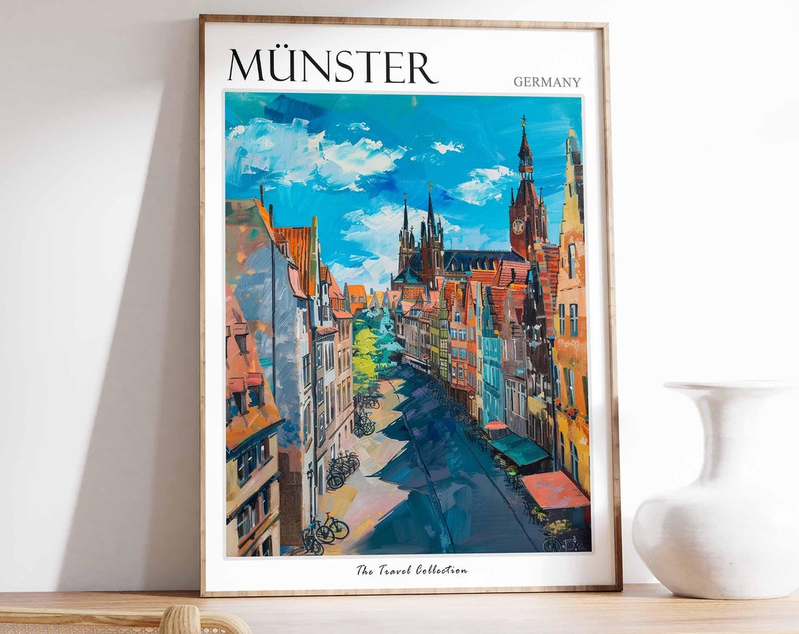 Mnster Poster Germany Travel Print German Decor Europe Travel Poster European Wall Art City Print Mnster Gift Mnster Travel Poster