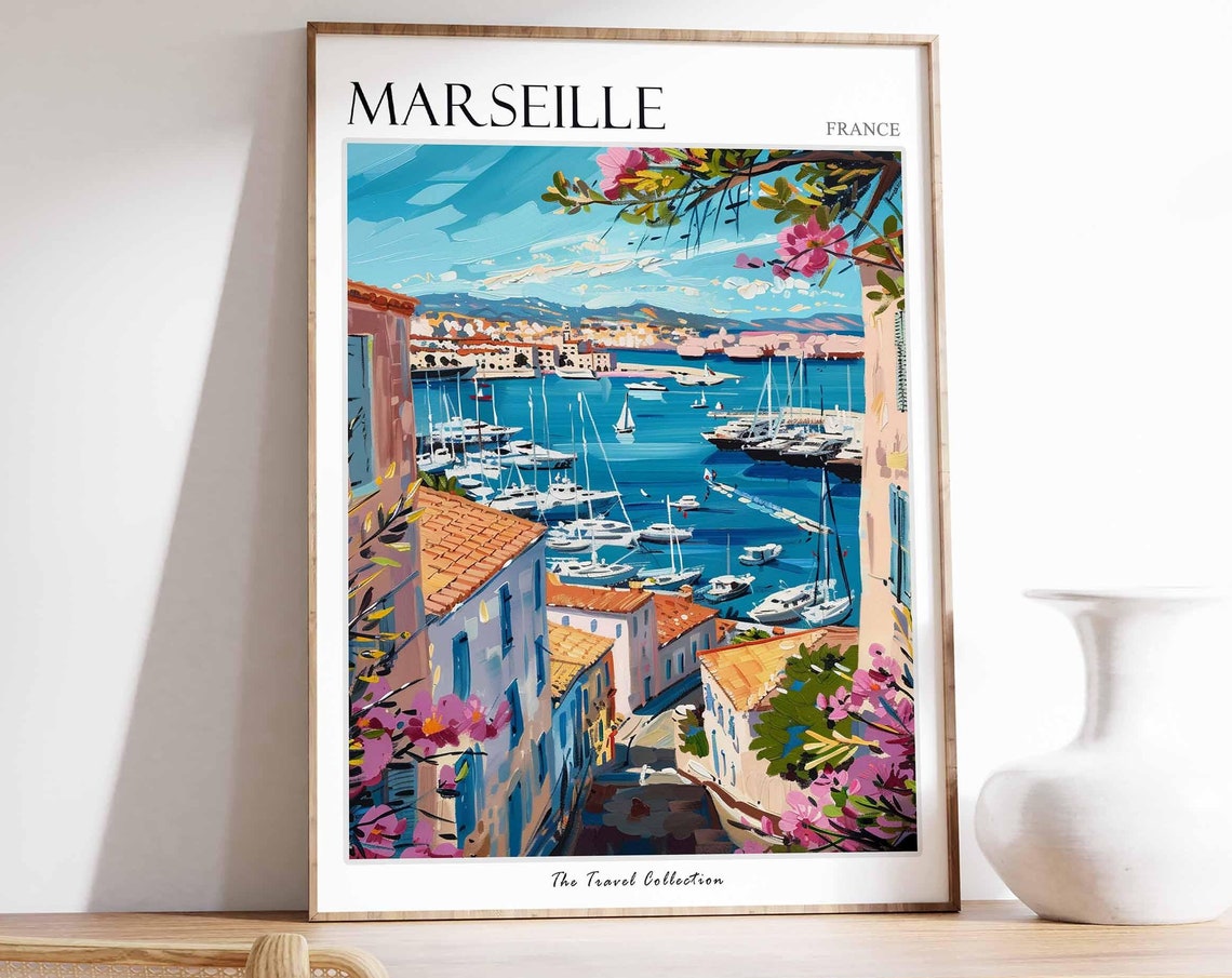 Marseille France Vibrant Old Harbor Sailboats Painted Poster