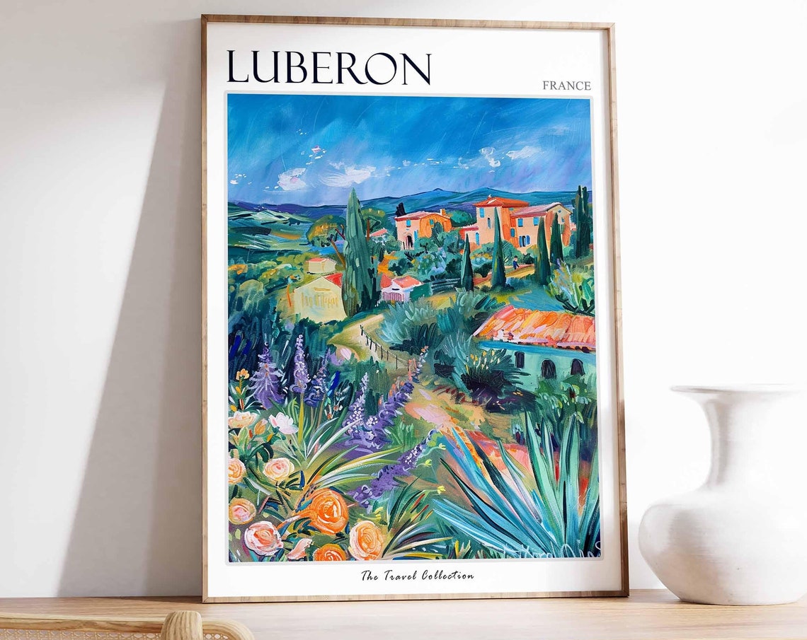 Luberon Poster France Travel Print French Decor Europe Travel Poster European Wall Art Luberon Gift Luberon Travel Poster