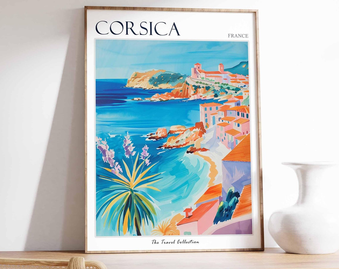 Corsica Poster France Travel Print French Decor Europe Travel Poster European Wall Art Sea Print Corsica Gift Corsica Travel Poster