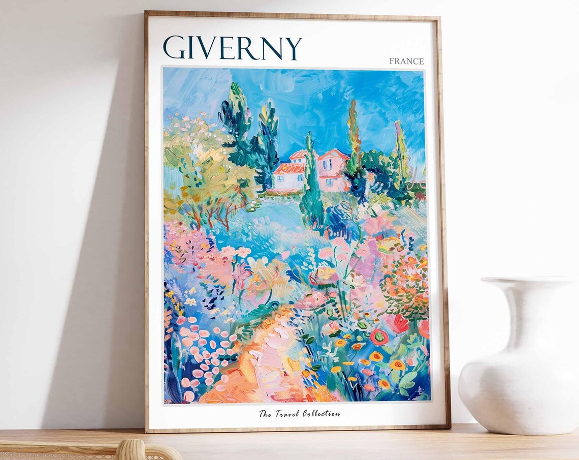 Giverny France Impressionist Flower Garden House Travel Poster