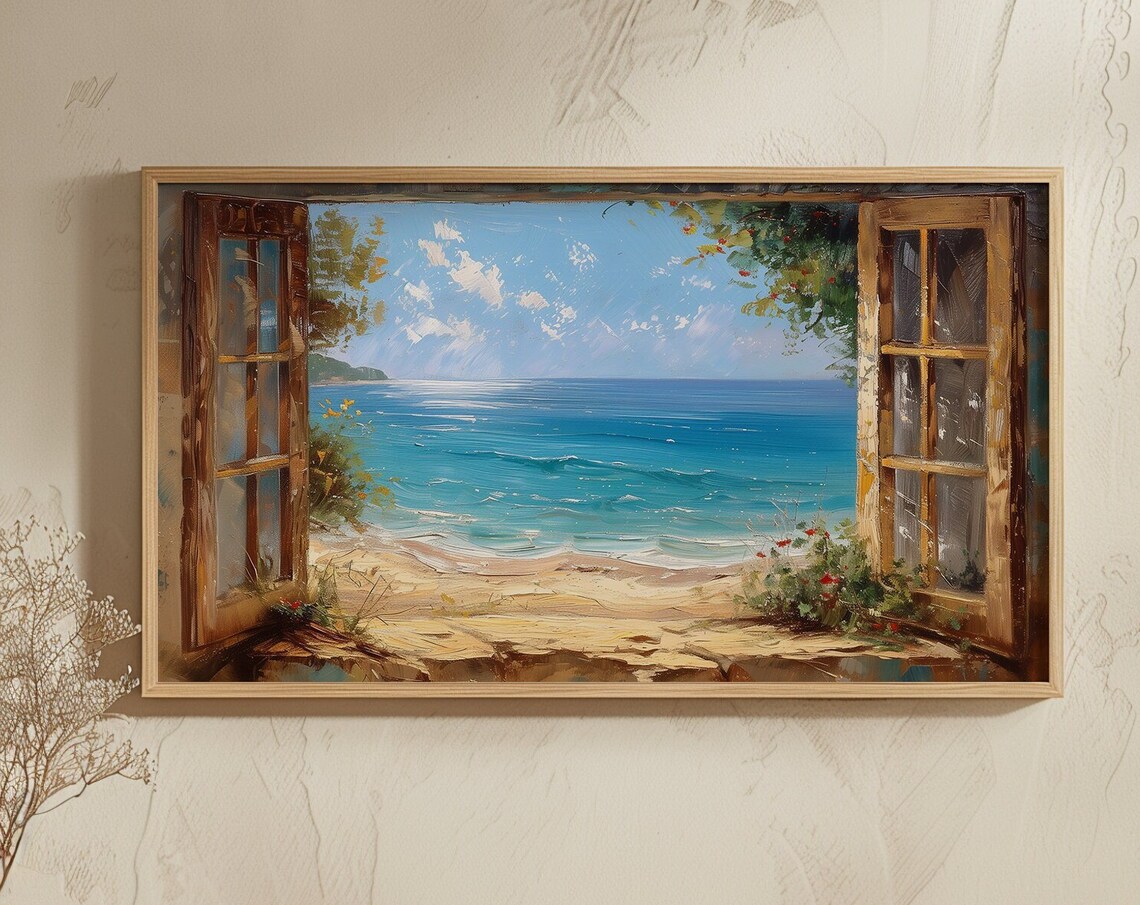 Vintage Seaside House View Travel Poster