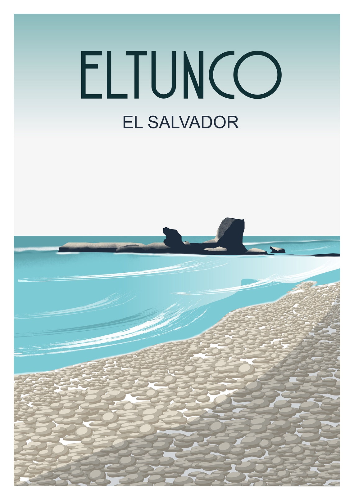 El Tunco El Salvador Beach Surf Rock Ocean Waves Travel Poster - Image 3