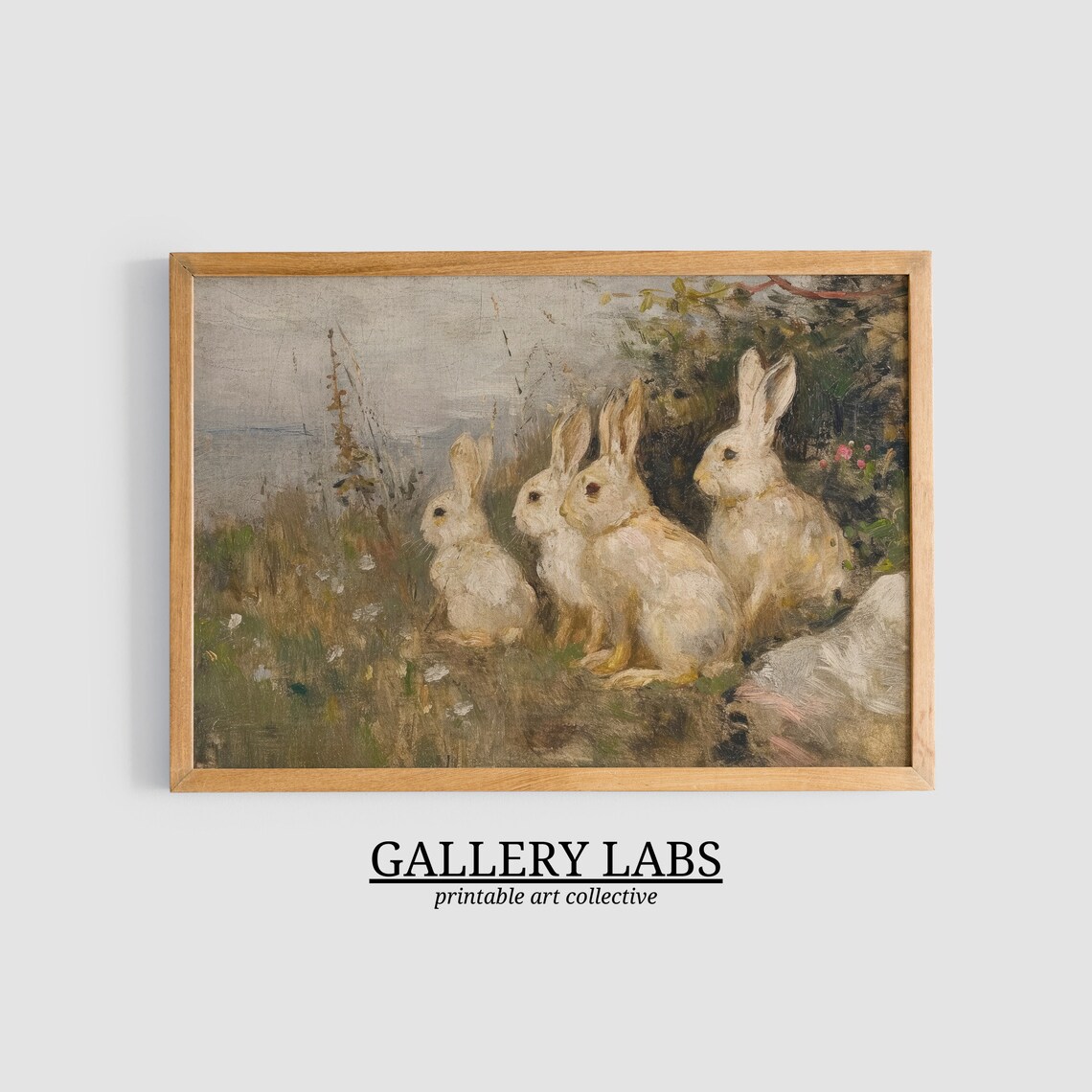 Vintage Rabbit Painting Art Print, Farmhouse Nursery Decor - Image 3