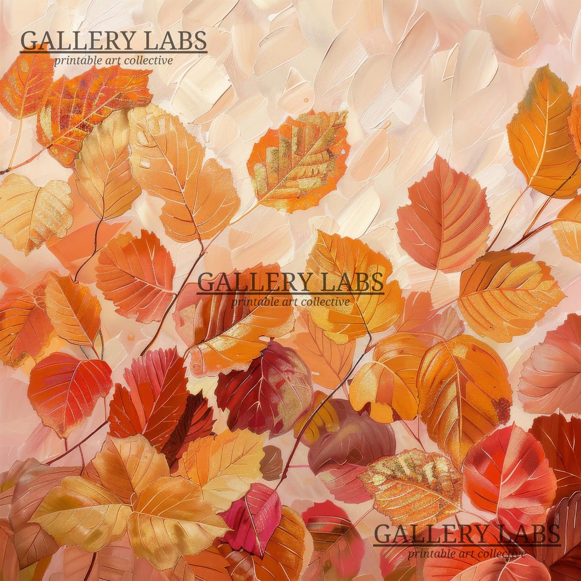 Autumn Leaves Branches Golden Fall Foliage Closeup Art Print - Image 4