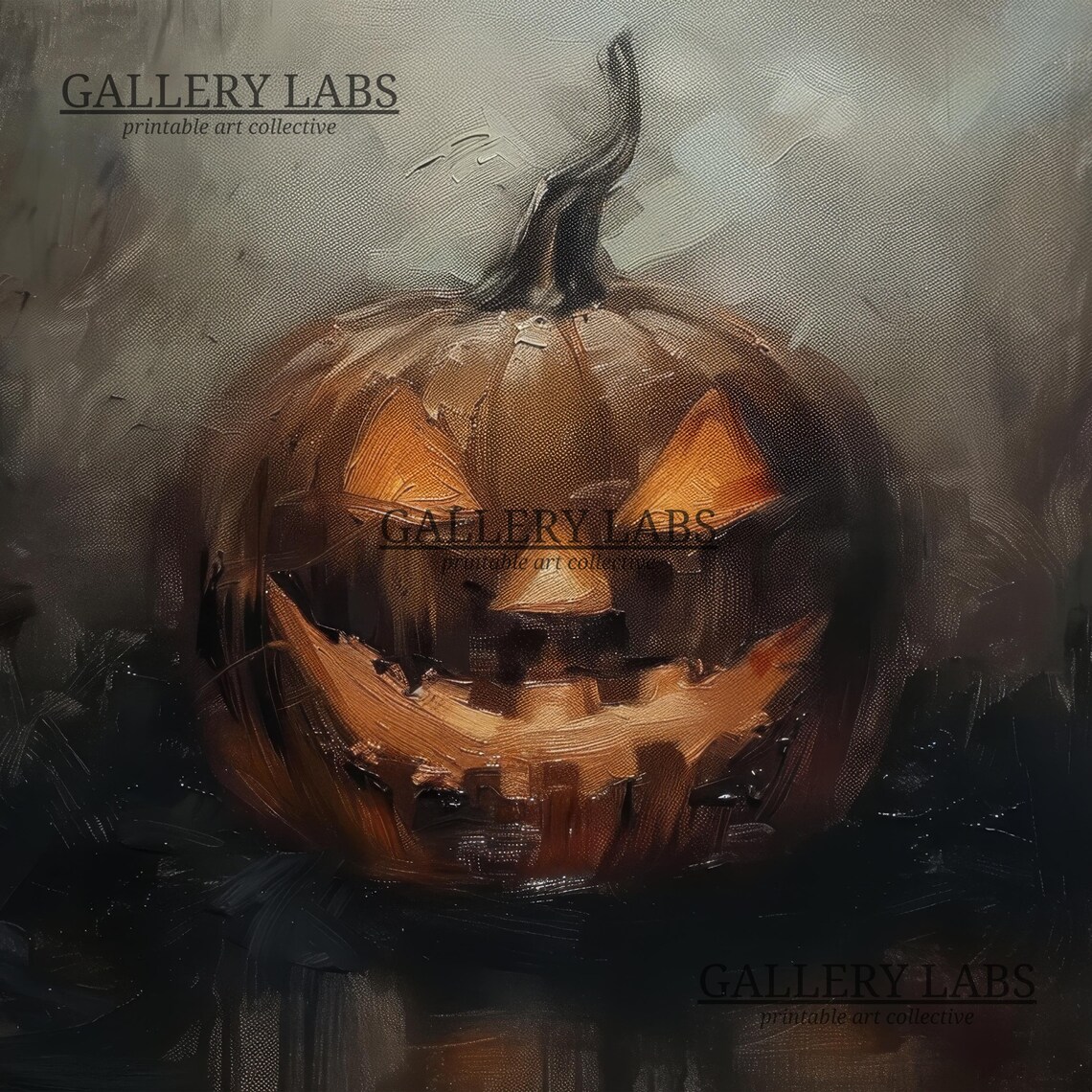 Jack O Lantern Glowing Pumpkin Night Painting Spooky Halloween Art Poster - Image 4