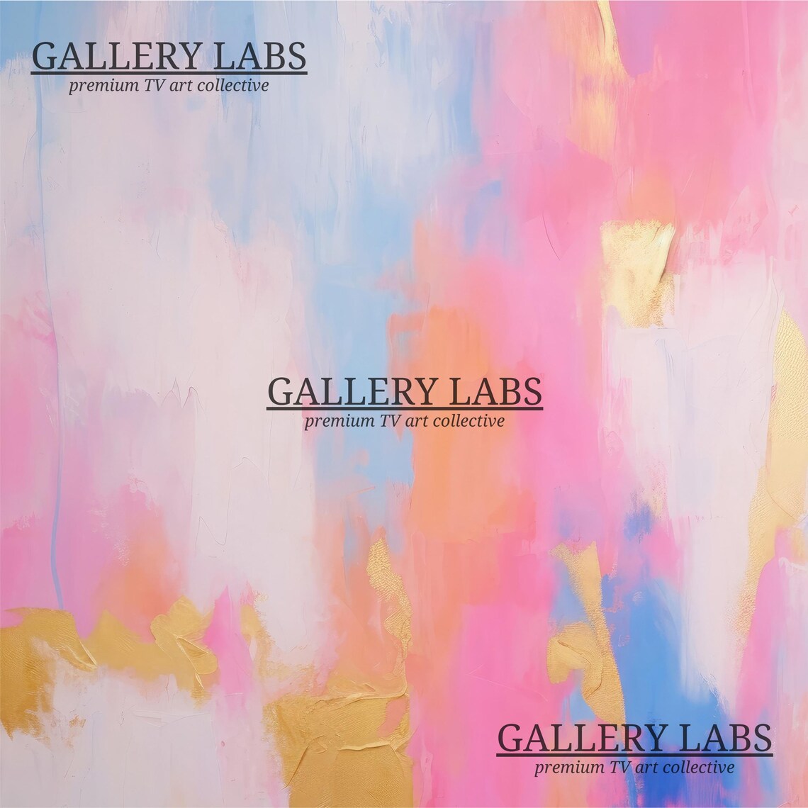 Soft Pastel Pink Blue Gold Wash Abstract Modern Framed TV Art Print - Image 4