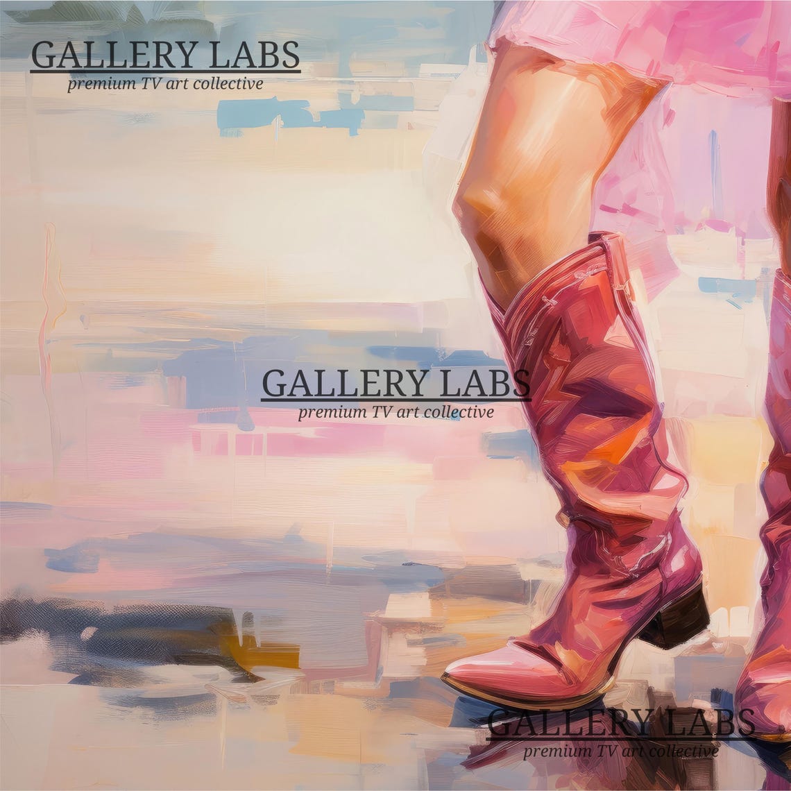 Girly Western Frame Tv Art Cowgirl Decor Retro Apartment Painting Pink Dorm Room Decor Western Boots Tv Art Tv Art - Image 4