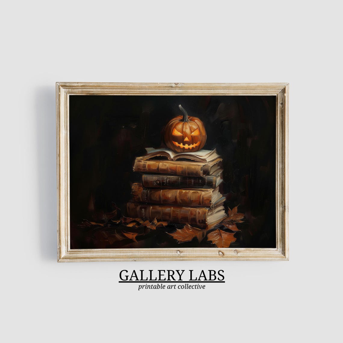 Jack O Lantern Old Books Dark Academia Spooky Halloween Wall Art