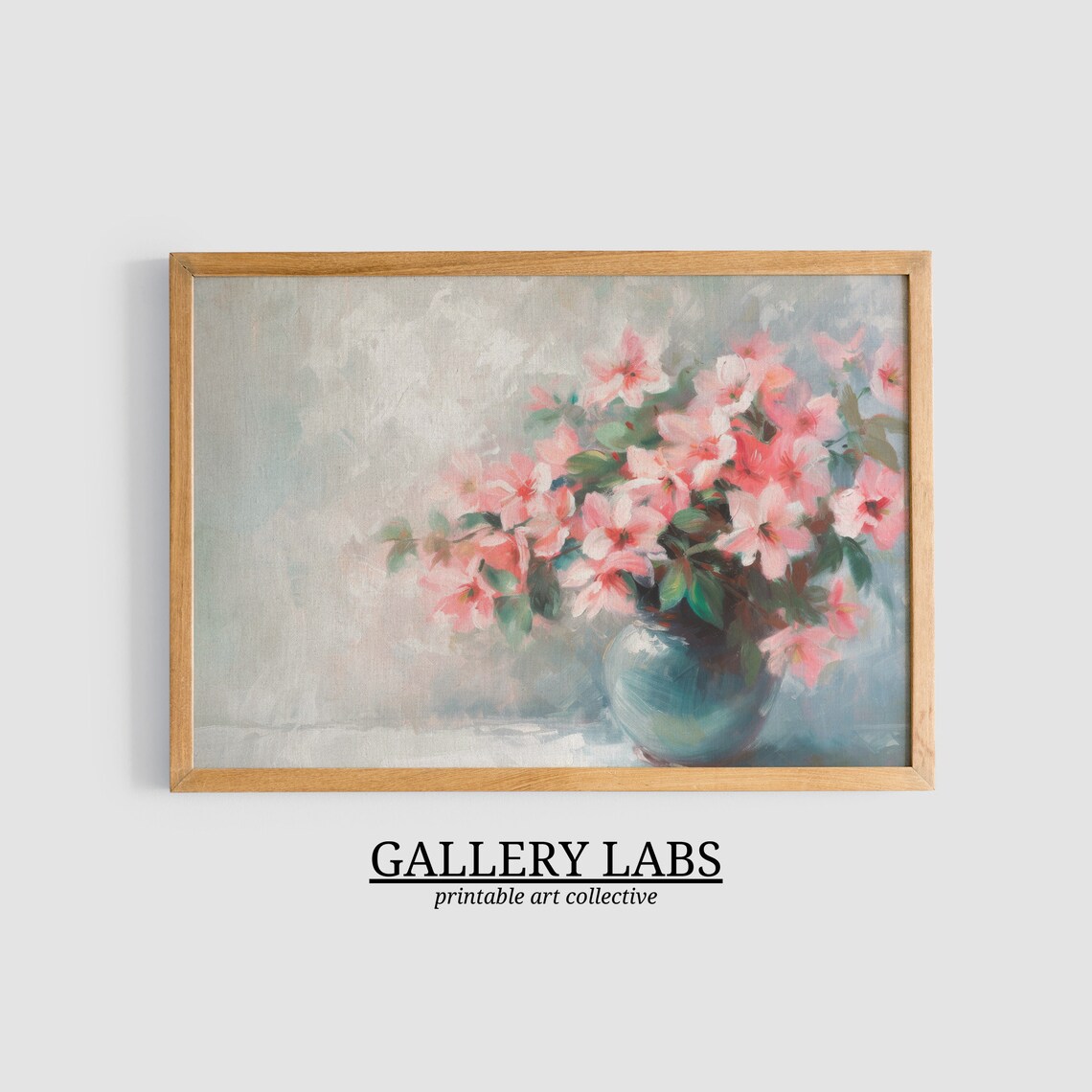 Soft Pink Blossom Bouquet In Blue Vase Gentle Spring Floral Poster - Image 3