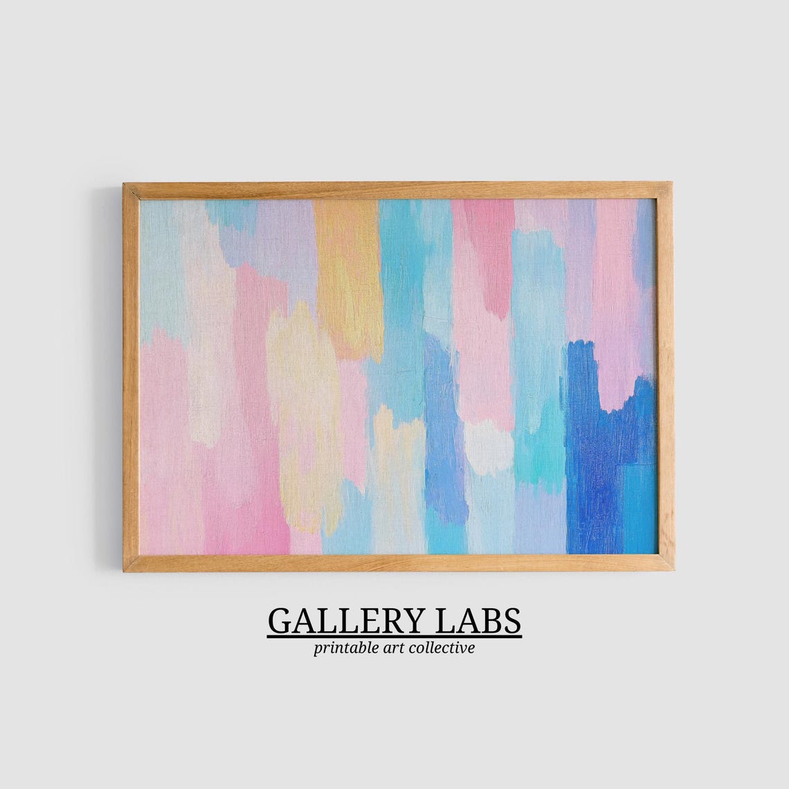 Pastel Abstract Brushstrokes Pink Blue Yellow Modern Wall Art Poster - Image 3