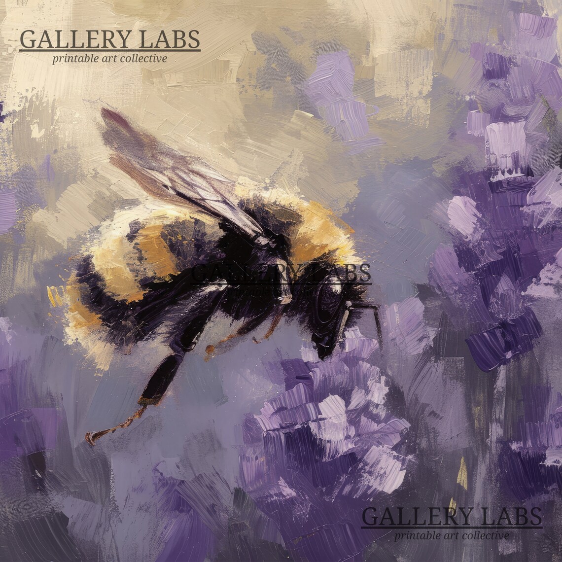 Bumblebee Floral Spring Lavender Art Print - Image 4